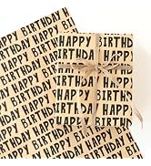 JAYTEM Kraft Birthday Wrapping Paper, 6 Sheets Gift Wrapping Paper-27.5 X 19.6 Inches Per Sheet, ...
