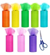 8 Easter Colors Tulle Rolls Tulle Netting Rolls Tulle Fabric Spool Ribbons - 6" by 25 Yards/Spool...