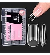 Beetles Gel Nail Tips Etch-X, Square Medium, 288Pcs 12 Sizes, Pre-Etched Half Matte Soft Acrylic ...