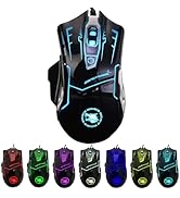 RGB Light up Wired Gaming Mouse for Computer - Durable USB Led Laptop Mice w/ 7 Color Backlit, 4 ...