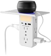 Shiningwell Wall Outlet Extender with Shelf and Night Light, Wall Mount Multi Plug Expander with ...