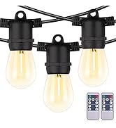 Dott Arts 96ft LED Outdoor String Lights with 32 Shatterproof LED Filament Bulb,2700K Waterproof ...