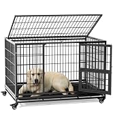 Gardner Pet 43 Inch Heavy Duty Dog Crate with Wheels, Folding Metal Dog Cage for Small/Medium and...