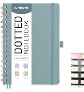 AHGXG Bullet Dotted Journal Spiral Notebook, Hardcover Leather Dotted Notebook 140 Pages, A5 Dot ...
