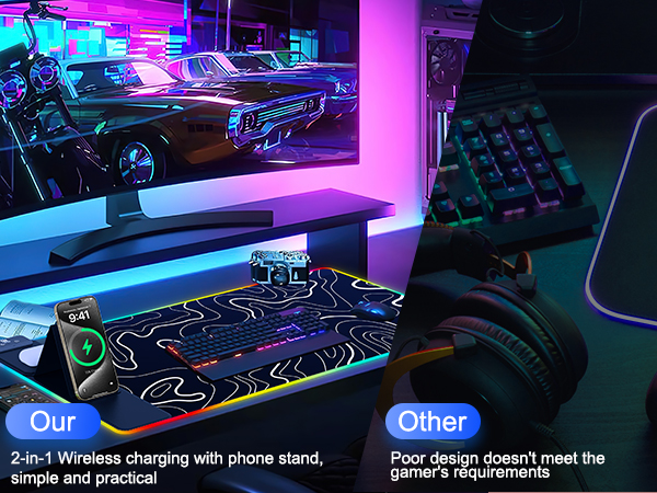 mouse pad gaming with wireless charging