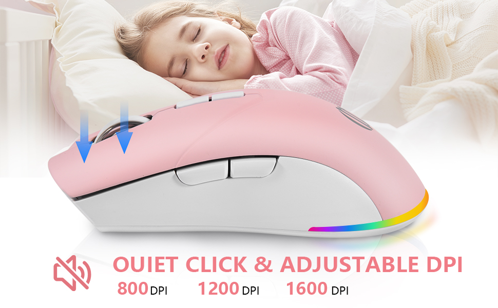 Ultra-quiet designed pink wireless Bluetooth mouse