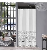 MitoVilla Small Stall Shower Curtain 36 x 72, Black White Tassel Half Size Shower Curtain Set, Bo...