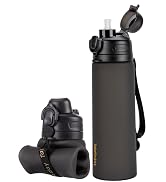 TakeToday Collapsible Water Bottles 20oz, Leak Proof, BPA-Free, Foldable Silicone Travel Water Bo...