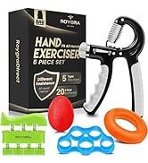 roygra Hand Grip Strengthener, Adjustable Grip Strength Trainer with 4 Exercise Tools - Set of 5