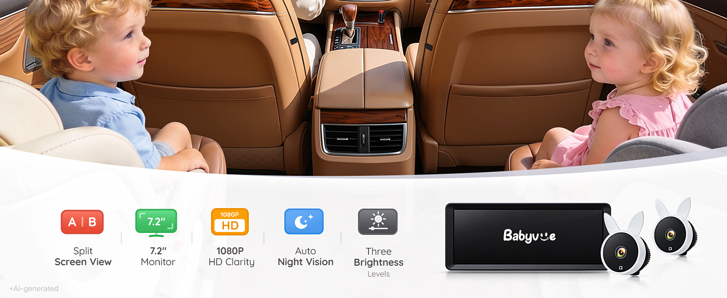 Dual Car Camera Baby Monitor for 2 Kids Baby Car Mirror Rear Facing