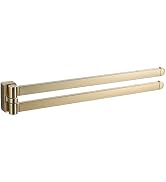 BGL Swivel Towel Bar Brushed Gold,Two Arms Wall Mount Towel Hanger Holder for Bathroom Organizer