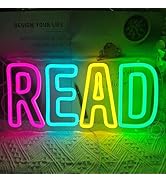 SYLHOME Read Led Neon Light Sign Library Chassroom Bedroom Kids Room Funny Colorful Wall Sign Dec...
