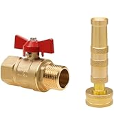 Angry Pony Adjustable Brass Hose Nozzle,GHT 3/4 Hose Shutoff Valve, High Pressure Nozzle Spray Fo...
