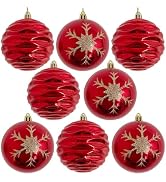 KTKDE Christmas Ball 8 pcs 3.14-Inch Delicate Painting & Glittering Shatterproof Christmas Ball O...