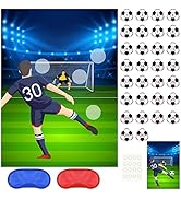 PLULON Soccer Party Games for Kids Pin The Soccer on The Goal Birthday Party Games Football Poste...