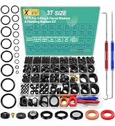 XBVV 37 Size 1075 Pcs Faucet Washers & O-Rings Kit & Plumbing Gasket 3-in-1 Home Universal Rubber...