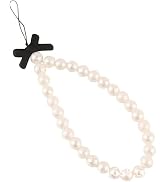 Galepromot White Mobile Phone Case Decorations Chain Black Bow White Pearl Beaded Phone Lanyard W...