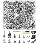 FIVEIZERO 840 Sets Punk Spikes and Studs Kit, 12 Sizes Metal Spikes and Studs Leather Rivets for ...