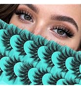 Fyonas Cat Eye Lashes Fluffy False Eyelashes D Curl Lashes Strips 10-18mm Volume Fake Eyelashes 7...