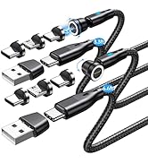 Magnetic USB C to USB C Cable 60W(3A) (2Pack, 3.3/6.6ft), 360°&180° Rotating Magnetic Charging Ca...