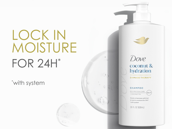 Image of Dove Coconut & Hydration Shampoo next to text about benefits.