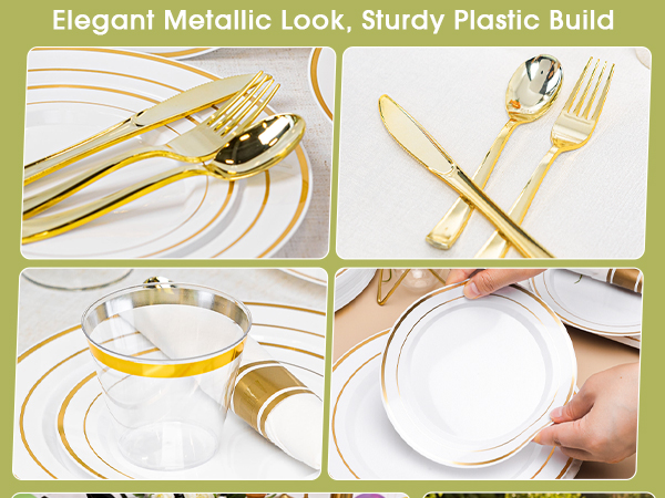 Gold Plastic Dinnerware Set