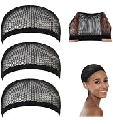 Dreamlover Crochet Wig Caps, Black Mesh Wig Caps for Wigs, 3 Pieces