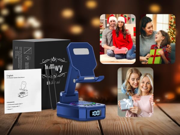Collection of lifestyle and product photos featuring a blue chair, with various scenes showing indoor settings and lighting effects.