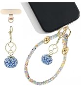 QIOFEARTH Crystal Beaded Phone Wrist Strap, Cute Cellphone Lanyard Chain, Bow Keychain Wristlet B...