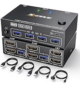 KVM Switch 2 Computers 2 Monitors HDMI, KCEVE Dual Monitor KVM Switcher USB 3.0 Version, 4K@60Hz ...