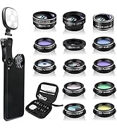 Godefa Phone Camera Lens Kit, 14 in 1 Lenses with Selfie Ring Light for iPhone 12, 11, Xs, Xr,8 7...