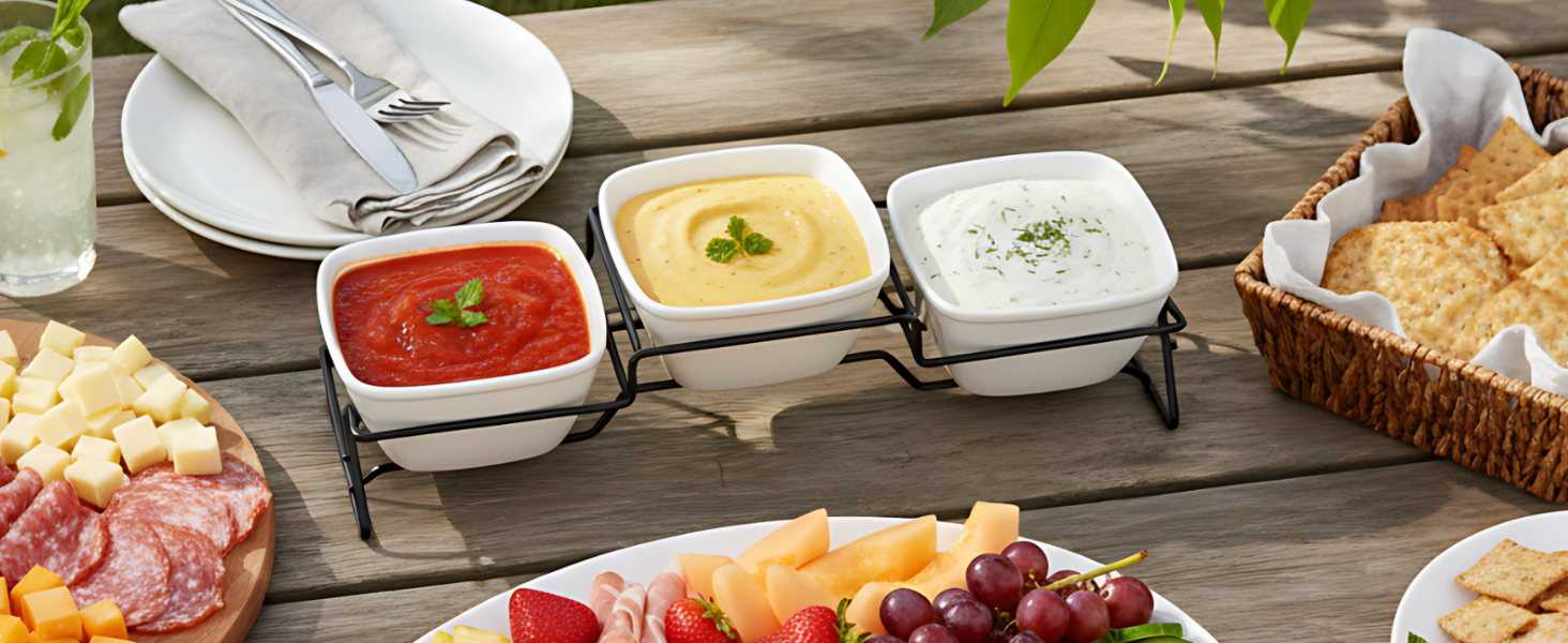 Square Bowl Chip & Dip Serving Set