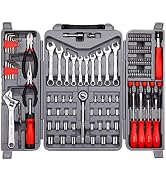 CARTMAN 123Piece Tool Set Ratchet Wrench with Sockets Kit Set in Storage Case
