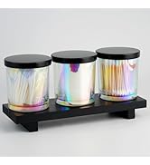 MKOSAB 3 Pack Qtip Holder,Apothecary Jars for Cotton Balls,Swabs,Floss Picks,Hair Ties,Glass Bath...
