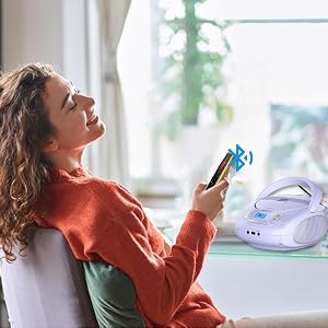 bluetooth boombox cd player purple