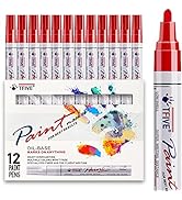 Red Paint Pens Markers - 12 Pack Oil Based Permanent Marker, Medium Tip, Never Fade, Quick Dry, W...