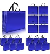 cabzymx 15 Pcs Glossy Blue Reusable Gift Bags with Handle, 12.6 x 4.7 x 11 In Christmas Gift Bags...