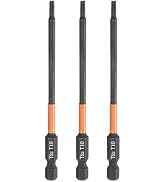 HARFINGTON 3pcs T10 Torx Head Screwdriver Bit 4" (100mm) Long 1/4" Hex Shank Magnetic No Hole Tam...
