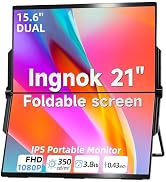 Ingnok 15.6Inch Dual Portable Monitor, Foldable Screen for Laptop | Two Screens (21" total), Dual...