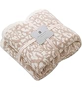 MH MYLUNE HOME Ultra Soft Leopard Throw Blanket (51x63 inches) Khaki Microfiber Blanket Plush War...