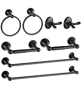 8 Piece Bathroom Accessory Set(Adjustable Towel Bar, Towel Ring, Toilet Paper Holder,Towel Robe H...