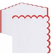 50 Pieces 3-ply Red Scalloped Napkins Folded 5 x 5 Inches Disposable Paper Napkin Cocktail Napkin...