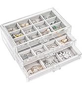 ProCase Earring Holder Organizer Acrylic Earring Box Christmas Gifts for Women Girls, Clear Stack...