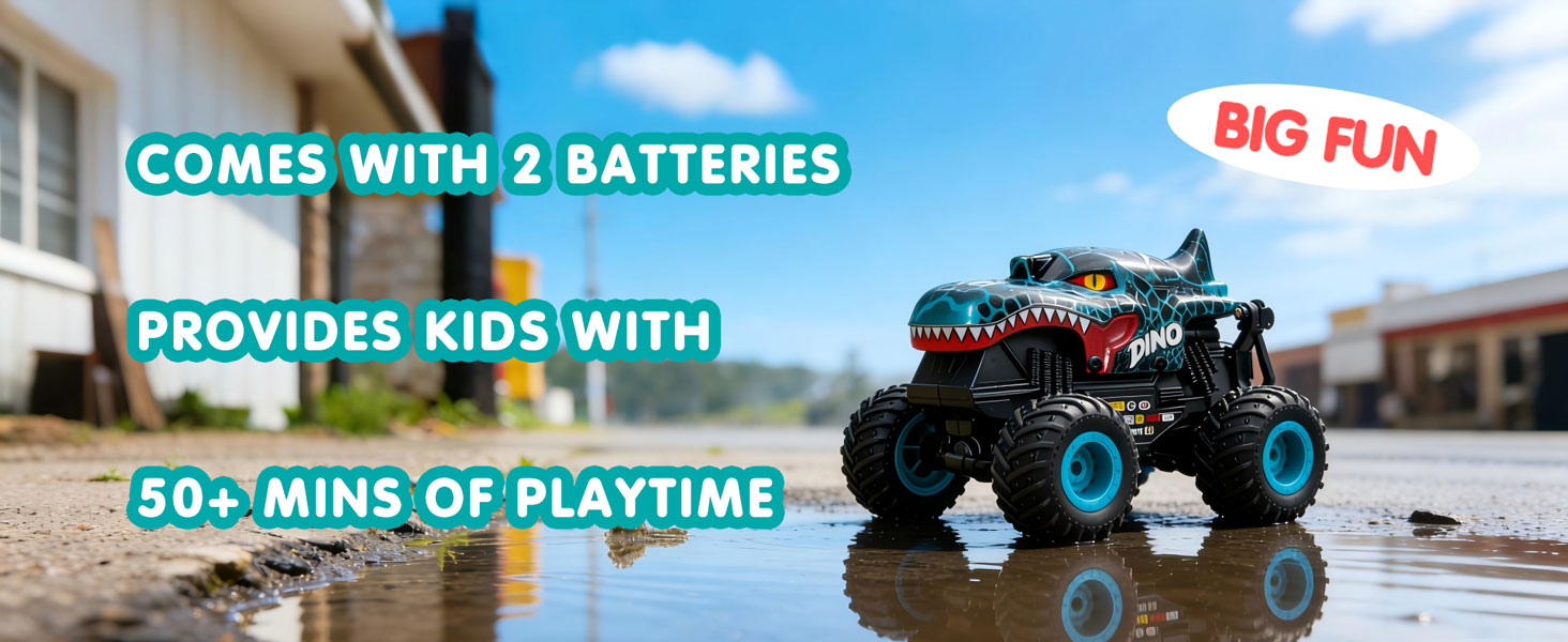 remote control monster truck dinosaur car cyan 06