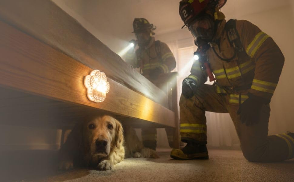 Dog hiding under bed with Rescue Retriever activated.
