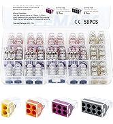 GKEEMARS 58 Pcs Push-in Wire Connector 773 2/4/ 6/8 Port Conductor Assortment Pack for Junction Box