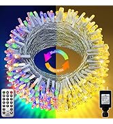 KNONEW 300 LED 99ft Christmas Lights Color Changing String Lights Outdoor, Clear Wire String Ligh...