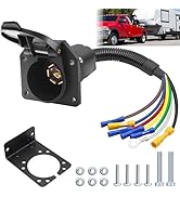 7 Pin Trailer Plug,7 Way RV Trailer Light Connector Socket, 7 Prong Trailer Plug Wiring Harness A...
