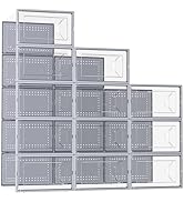 Kuject Large Crystal Clear Shoe Storage Box, Stackable Shoe Organizer for Closet, Space Saving Sn...