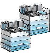 JMHUD 5-Tier Paper Letter Tray Organizer with Pen Holder, Mesh Desk Accessories & Workspace Organ...